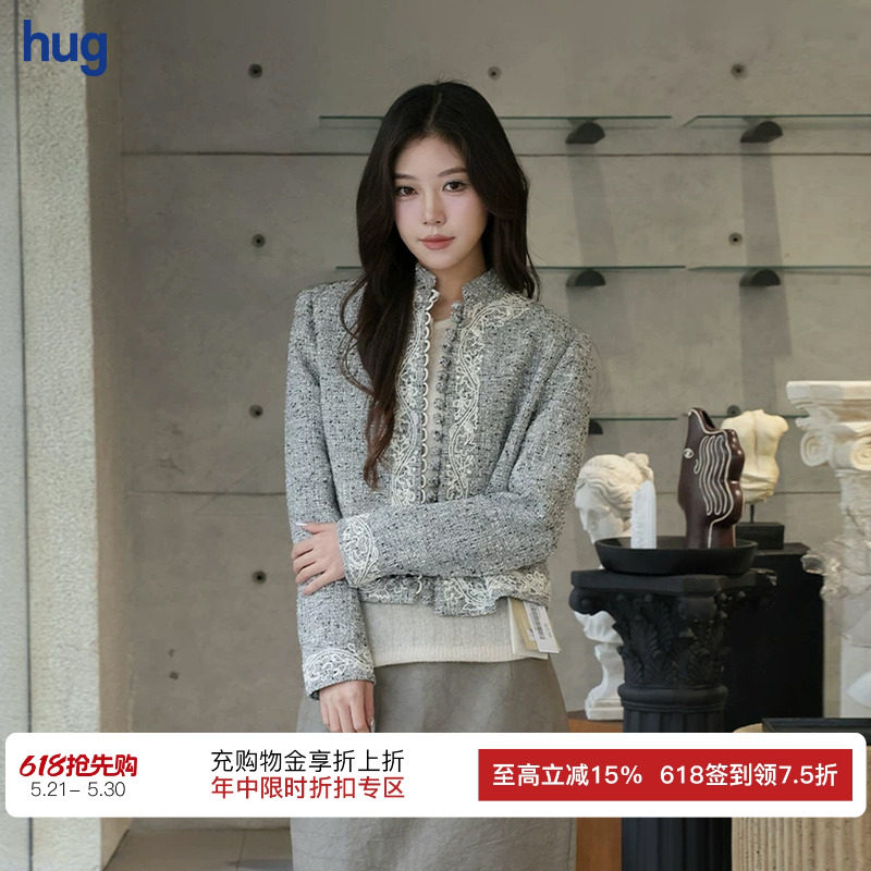 【INTO THE EAST】hug 民族风混色肌理盘扣西装外套