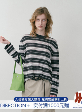 【NO DIRECTION+】hug 2025秋冬新款圆领条纹针织衫