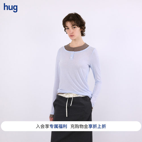 VVNKJANEPLUS浅蓝梭织套头衫