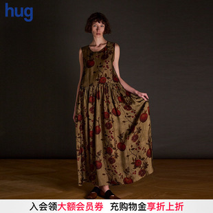 hug 2025秋冬新款 UMA 復(fù)古無袖 石榴印花背心連衣裙 WANG