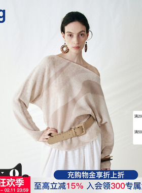 【Cello Sonata】hug 2025秋冬新款原创波纹斜肩蝙蝠袖上衣