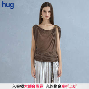 hug Sonata 2025透气背心不对称扭拧斗篷上衣 Cello 章若楠同款