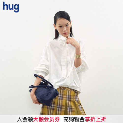 JUNWEILIN气球廓形领口系带衬衫