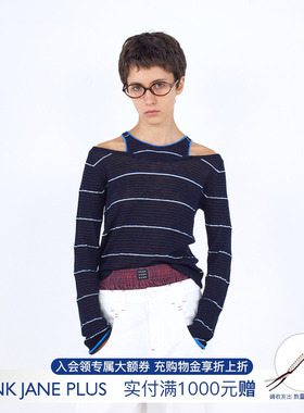 【VVNK JANE PLUS】hug 2026早春新款假两件条纹针织衫Knit套头衫