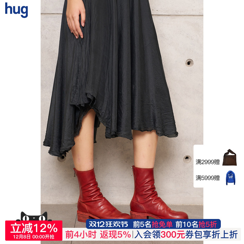 后拉链中筒靴经典短靴修饰腿型