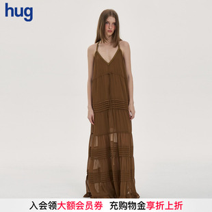 2025秋冬新款 hug 焦糖褶饰长裙焦糖棕色长款 PANNPANN