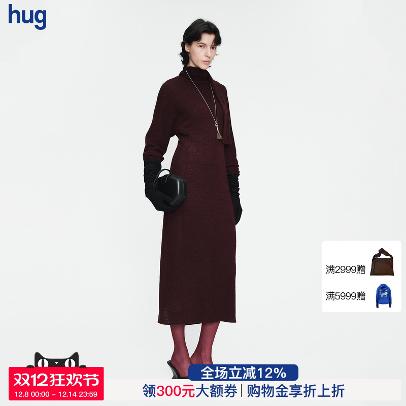 25秋冬乌木色半高领长袖连身裙