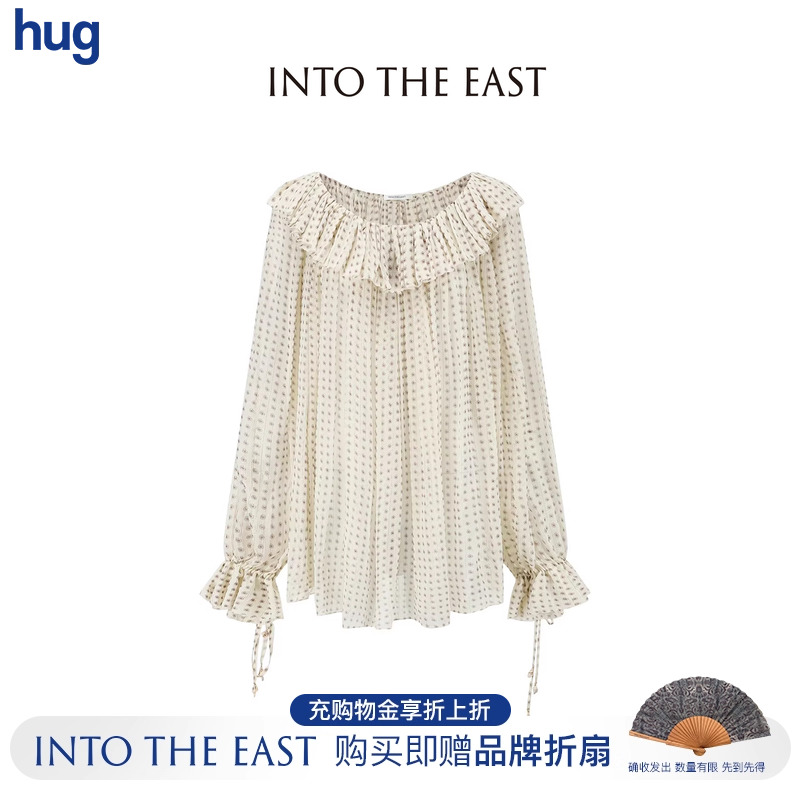 INTOTHEEAST荷叶领真丝上衣