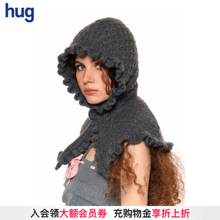 2025秋冬新款 hug Sage巴拉克拉法帽灰色围脖一体连帽 PANNPANN