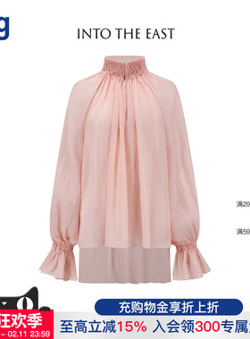 【INTO THE EAST】hug 2026粉色微透风琴褶高领上衣 intotheeast