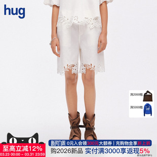 2026春夏新款 hug DUST 镂空切割花牛仔中裤 ICE