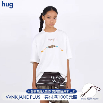 VVNKJANEPLUS胶印刺绣图案T恤