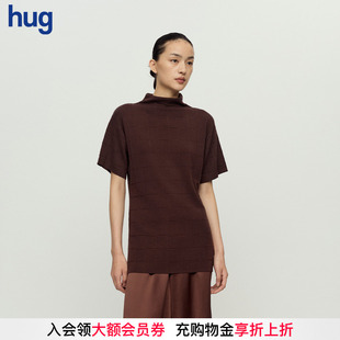 MILA咖色精纺针织短袖 2026早春新款 hug 上衣 RUOHAN