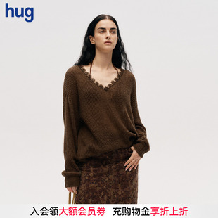 ICE 花边V领宽松针织衫 DUST 2025秋冬新款 icedust hug