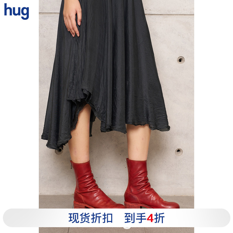 后拉链中筒靴经典短靴修饰腿型