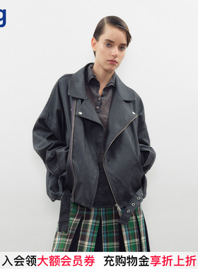 【JUNWEILIN】hug 油蜡做旧洗水机车外套