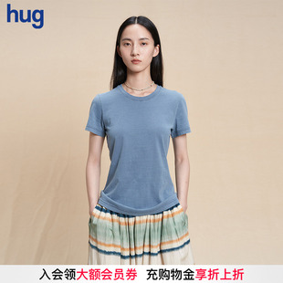 休闲简约靛蓝染针织布合体短袖 2025秋冬新款 WHM T恤 hug