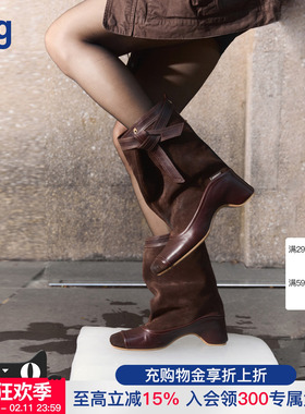 【27QUAI GROSMOTT 】hug 2026春夏流浪系列三面折叠系带海盗靴子