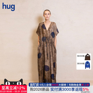 【UMAWANG】hug 2026春夏新款复古圆点无袖束腰连衣裙