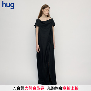 hug 2026春夏新款 AUST丝光棉一字领连衣裙 RUOHAN
