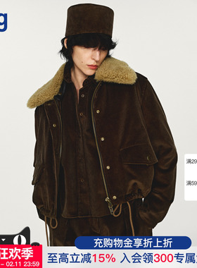 【INTO THE EAST】hug 深苔绿毛领两件套短外套夹克 intotheeast