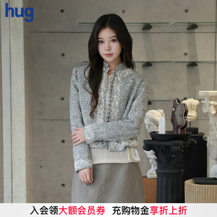 EAST THE hug 秋冬新款 外套 民族风混色肌理盘扣西装 INTO