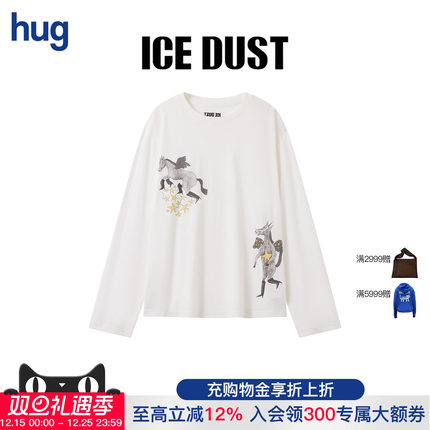 【ICE DUST】hug 2025秋冬新款小马印花长袖T恤icedust