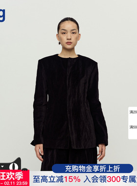 【RUOHAN】hug 2026早春新款简约NILA黑色丝绒短款外套