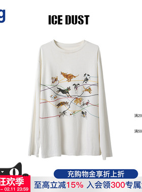 【ICE DUST】hug 2025秋冬新款纯色长袖棉质奔跑小狗T恤icedust
