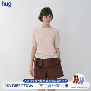 学院风绵羊毛短袖 DIRECTION 2026早春新款 套头针织衫 hug