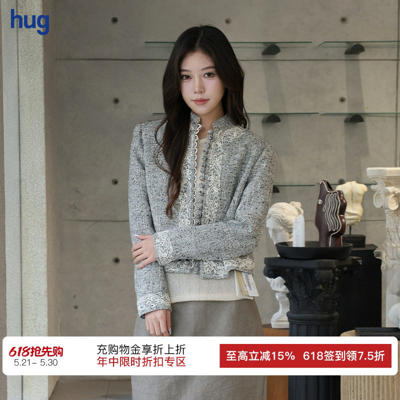 【INTO THE EAST】hug 民族风混色肌理盘扣西装外套