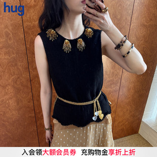 hug ICE DUST 肌理小香风拼金丝背心icedust 2026早春新款
