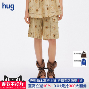 【ICE DUST】hug 2026早春新款斑驳墙纸印花中裤icedust