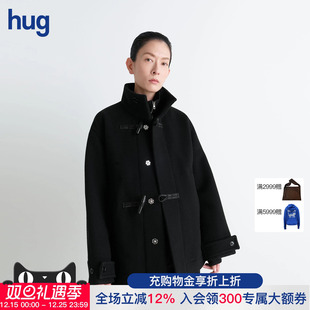 简约牛角扣束腰短款 2025秋冬新款 hug 大衣外套 LEMAIRE