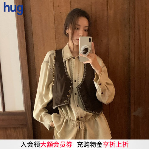 ICEDUST新款纱卡版净色牛仔马甲