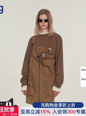 【ICE DUST】hug 2025秋冬新款长袖奔跑小狗T恤icedust