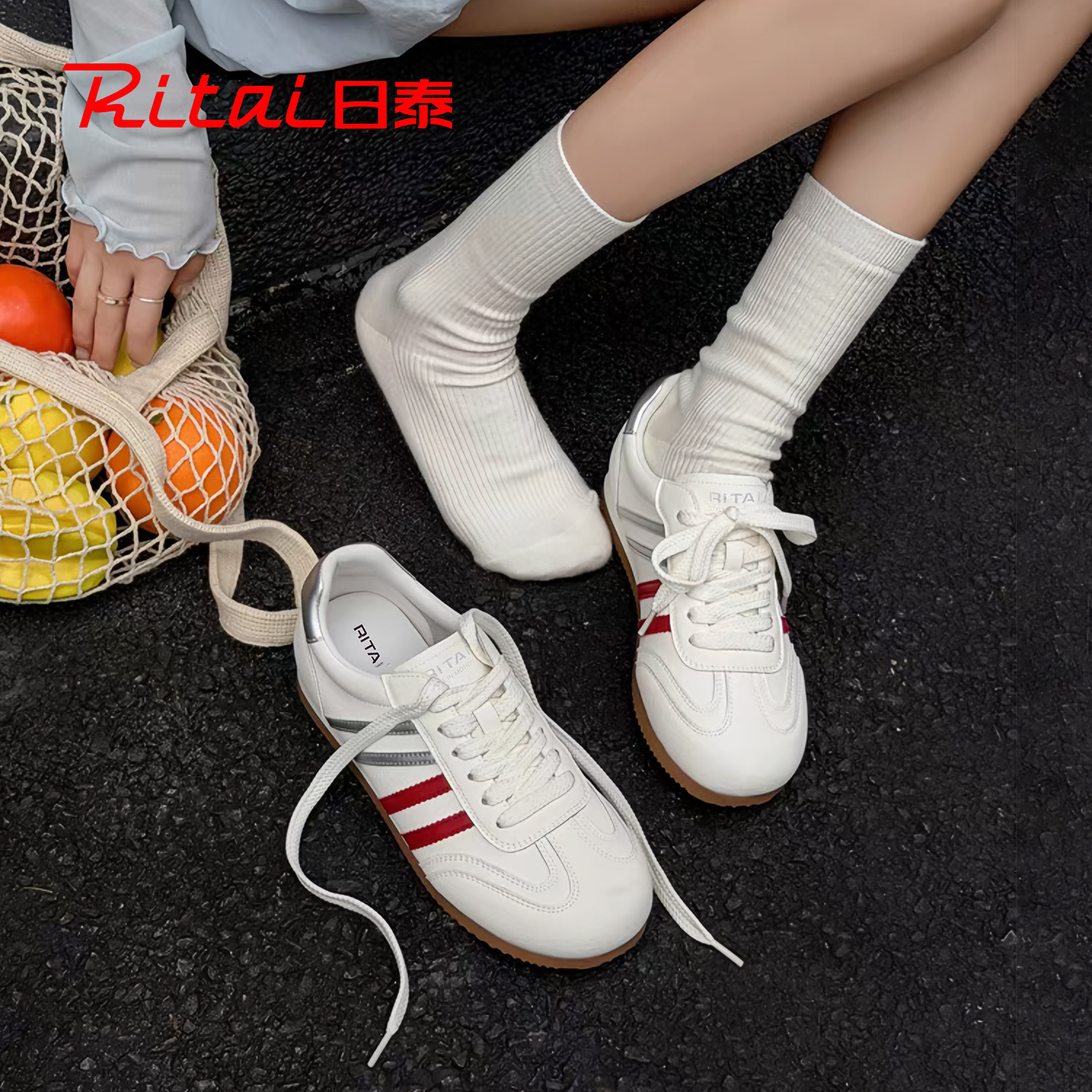 日泰真皮阿甘鞋女2026秋季新款百搭学生平底小白鞋休闲运动德训鞋