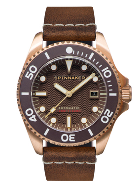 英国SPINNAKER三角帆TESEI青铜自动机械手表皮带复古夜光防水5060