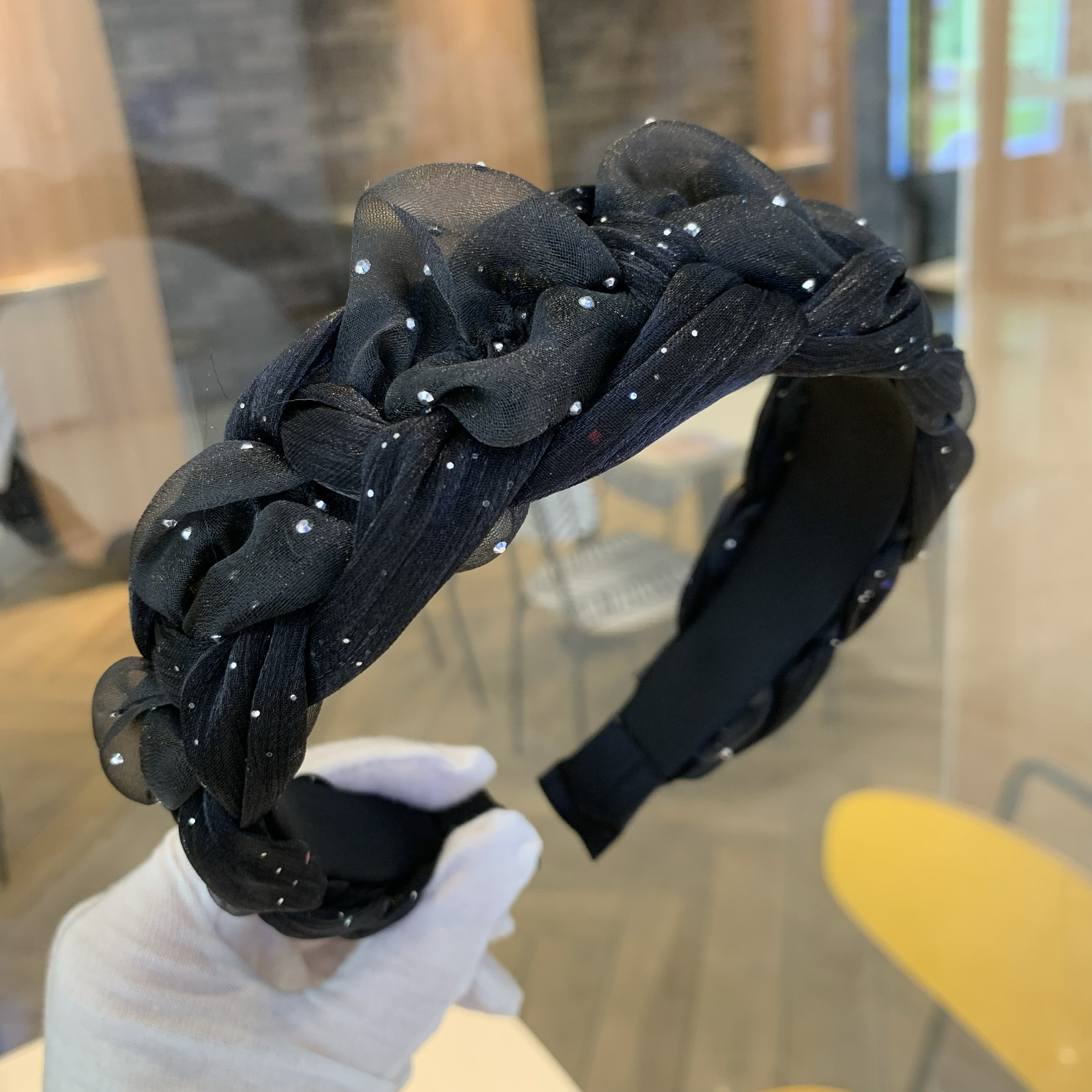 佩川高颅顶发箍女2025新款高级感浪漫星空点钻超宽头箍发卡头饰