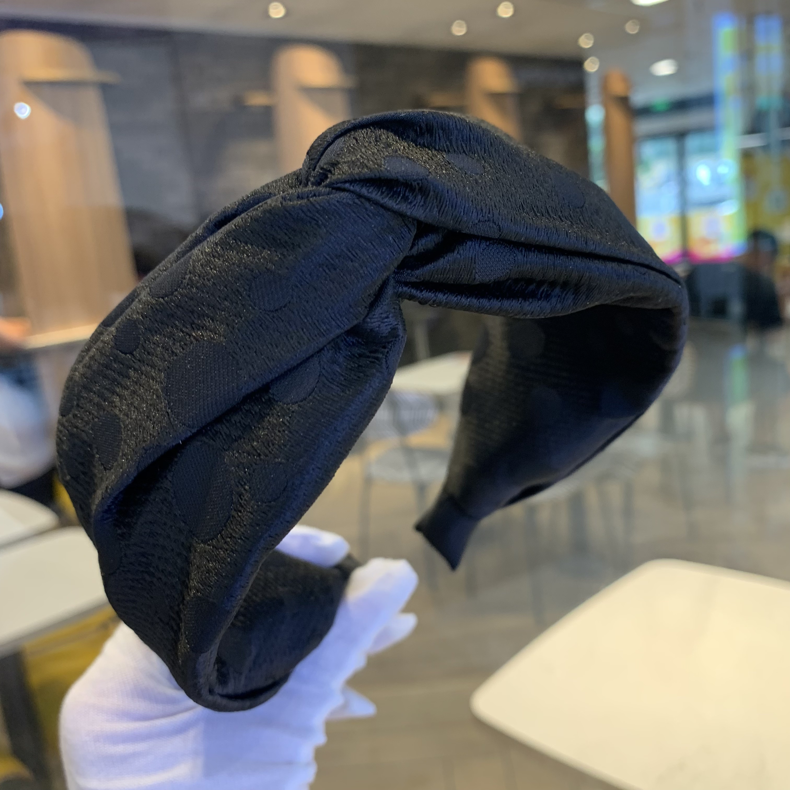 复古高定波点布艺发卡发箍女高颅顶逛街发窟头饰宽边压发洗脸头箍