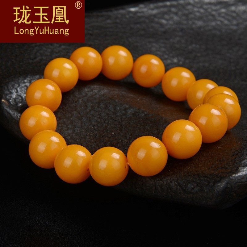 蜜蜡手串天然满蜜老蜜蜡琥珀佛珠原石圆珠手链男女款单圈XL0613