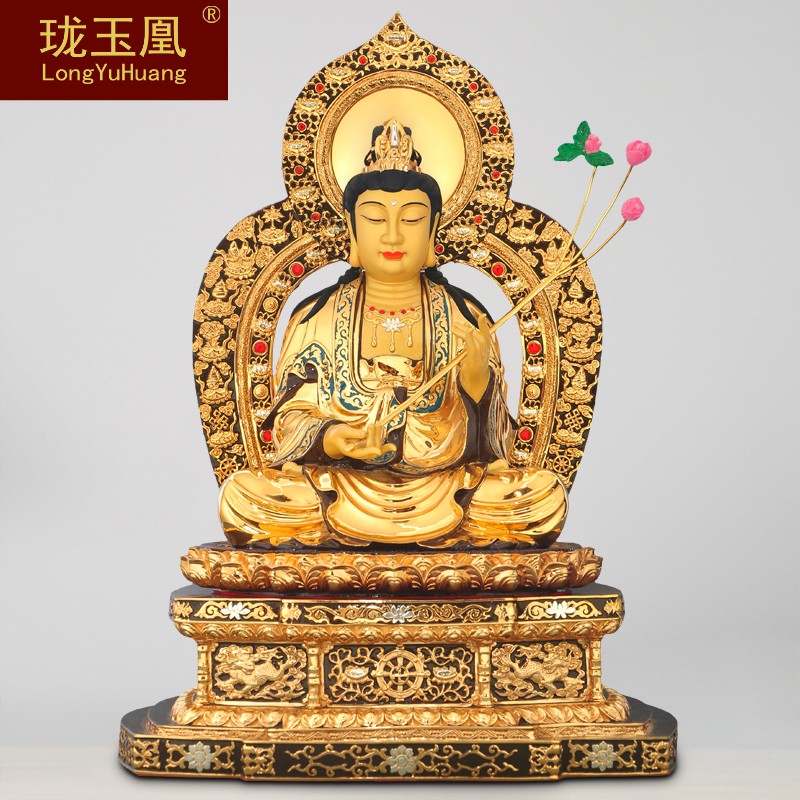 珑玉凰台湾纯铜24k鎏金西方三圣大势至菩萨佛像供佛摆件HQ0406