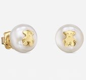 925桃小熊镀18K金色淡水珍珠小熊耳钉甜美耳环女轻奢520礼物