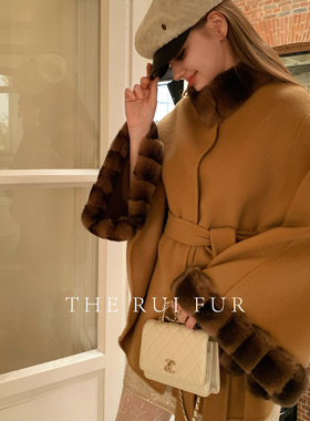 【小睿自制Lp】秋冬新款进口龙猫獭兔100高支羊毛大衣斗篷外套女