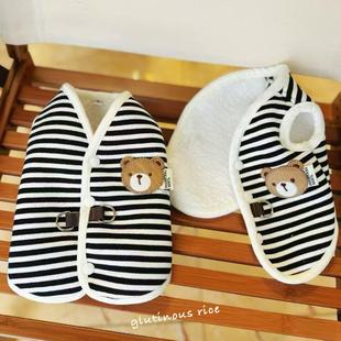 可牵引狗狗衣服黑白条纹慵懒小熊宠物马尔济斯比熊泰迪马甲保暖