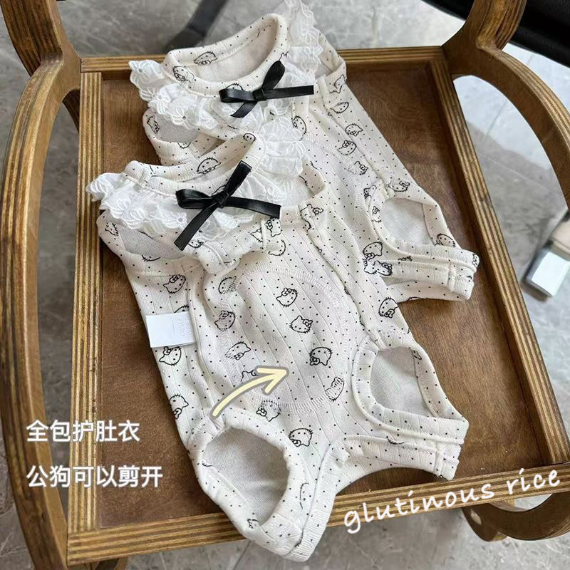 狗狗衣服夏季薄款宠物包肚衣蕾丝蝴蝶结透气猫咪比熊泰迪小型犬图片