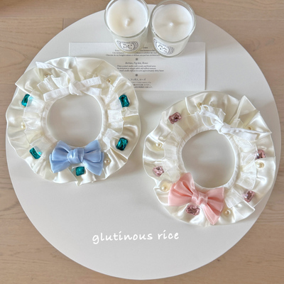 狗狗围兜公主蝴蝶结彩色宝石围脖猫咪口水巾宠物配饰小型犬比熊