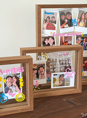 拍立得透明相框情侣涂鸦照片相片桌面摆台diy定制送男女朋友礼物