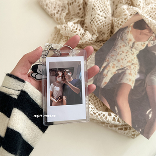 流汗小狗情侣照片卡套透明拍立得亚克力相框挂件校园卡门禁饭卡