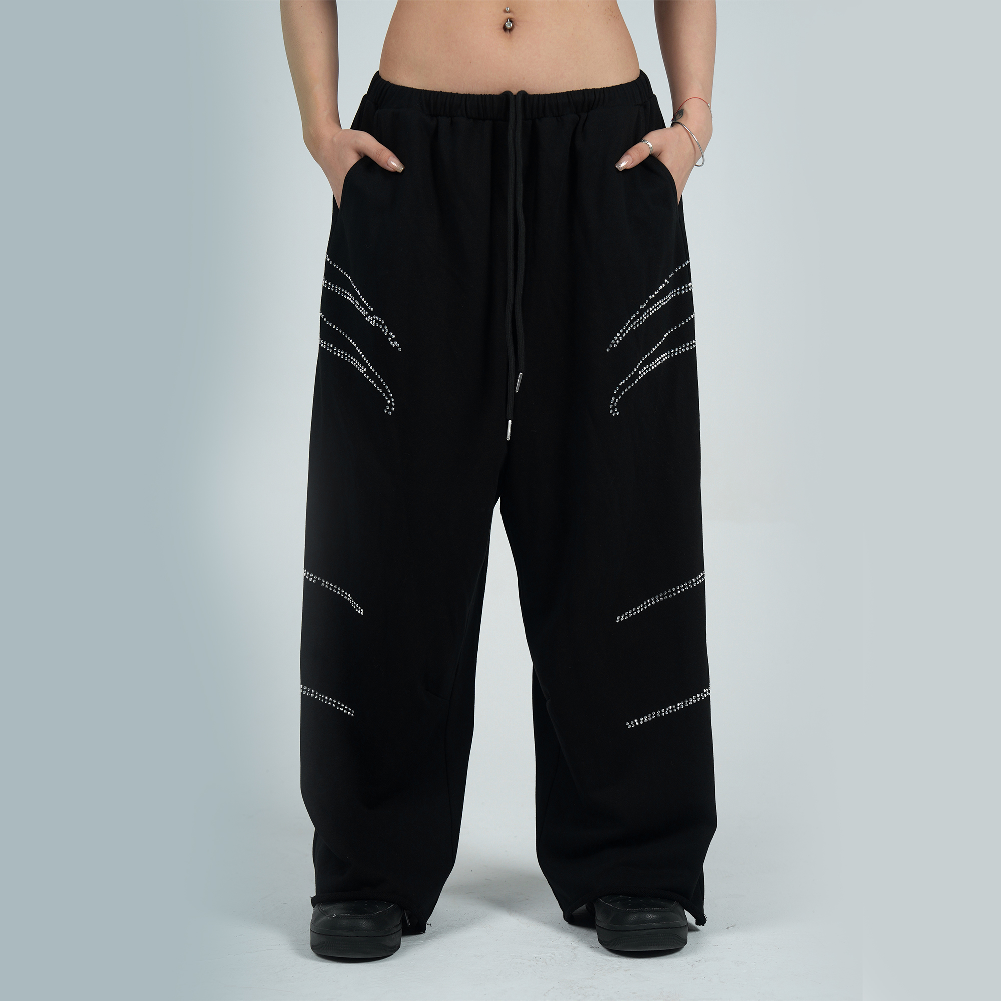 【DB QUEEN原创】MANDALA设计毛圈棉烫钻抽绳直筒垂感休闲运动裤